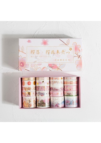 Kiraz Çiçekleri Tarzı Et Retro Ilahi Altın Washi Bant Seti Yapışkan Bant Dıy Scrapbooking Sticker Etiket Japon Kırtasiye (Yurt Dışından)