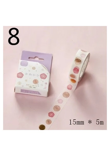 No.8 Stili 1 Adet Altın Pembe Folyo Kağıt Kiraz Washi Bant Seti Japon Scrapbooking Dekoratif Bantlar Fotoğraf Albümü Için Kedi Pençesi Ev Dekorasyon (Yurt Dışından)