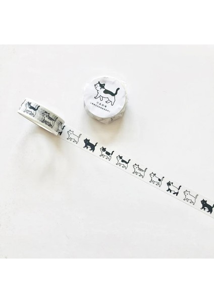 M Tarzı Sevimli Kawaii Sevimli Kedi Yapışkanlı Kağıt Washi Bant Maskeleme Bandı Dıy Scrapbooking Çubuk Etiketi (Yurt Dışından)