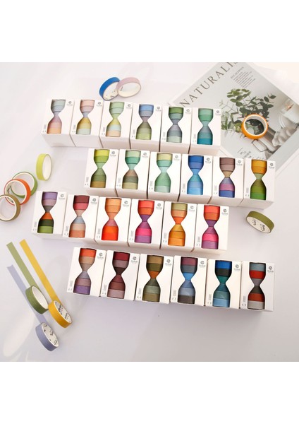 No.19 Tarzı Ack Güneş Terimleri Saf Renk Dergisi Washi Bant Seti Dıy Scrapbooking Sticker Etiket Maskeleme Bandı Okul Ofis Tedarik (Yurt Dışından)