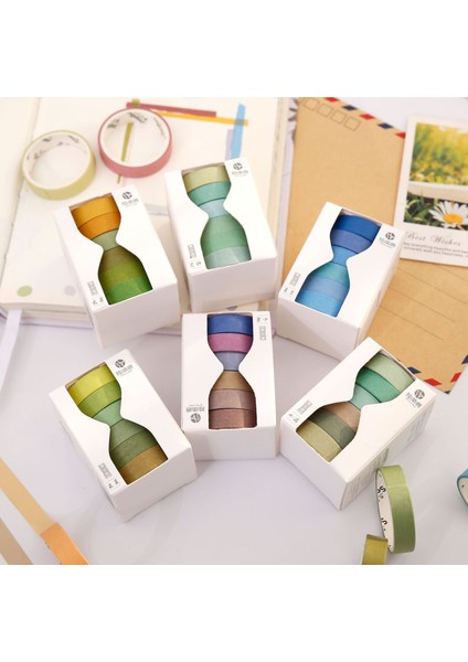 No.19 Tarzı Ack Güneş Terimleri Saf Renk Dergisi Washi Bant Seti Dıy Scrapbooking Sticker Etiket Maskeleme Bandı Okul Ofis Tedarik (Yurt Dışından)