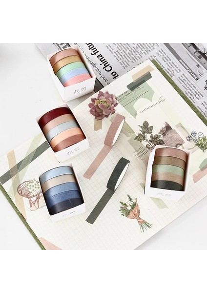 E Stili Journamm 5pcs * 5m Düz Renk Mermi Günlük Tutma Yapışkan Bantlar Scrapbooking Sticker Maskeleme Bantları Washi Bant Seti Kırtasiye Bantları (Yurt Dışından) fiyatları