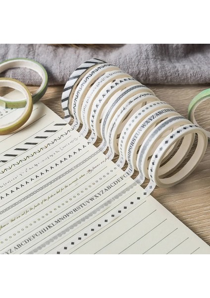 E Stili Ack Maskeleme Washi Bant Seti Vintage Geometrik Sevimli Dekoratif Etiket Sticker Scrapbooking Albümü Planlayıcısı Günlüğü Dergisi (Yurt Dışından)