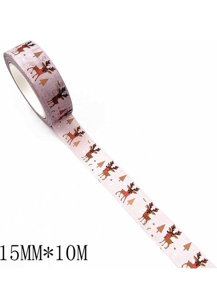 J Tarzı Dekoratif Noel ve Cadılar Bayramı Washi Bant Seti Pirinç Kağıdı Dıy Scrapbooking Yapışkanlı Maskeleme Bandı 1.5cm * 10M Kırtasiye (Yurt Dışından)