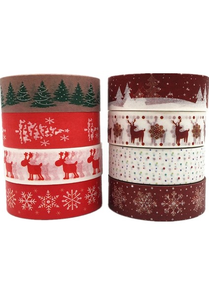 J Tarzı Dekoratif Noel ve Cadılar Bayramı Washi Bant Seti Pirinç Kağıdı Dıy Scrapbooking Yapışkanlı Maskeleme Bandı 1.5cm * 10M Kırtasiye (Yurt Dışından) modelleri
