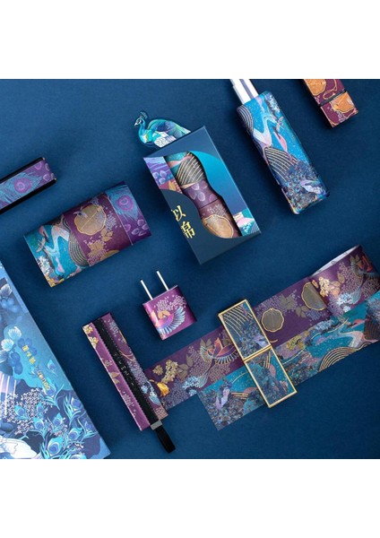 Et Retro Peacock Saray Altın Varak Washi Bant Seti Yapışkanlı Scrapbooking Maskeleme Bandı Dekoratif Ofis (Yurt Dışından)
