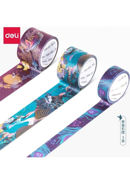 Et Retro Peacock Saray Altın Varak Washi Bant Seti Yapışkanlı Scrapbooking Maskeleme Bandı Dekoratif Ofis (Yurt Dışından)