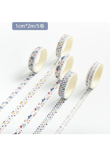 N Tarzı 5rollsbox Yaratıcı Maskeleme Bandı Seti Temel Desen Washi Bant Dıy Scrapbooking Günlüğü Dergisi Kırtasiye (Yurt Dışından)