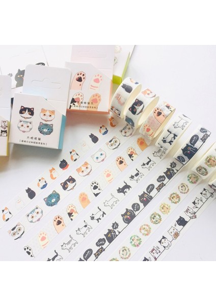 Ben Stil Sevimli Kawaii Sevimli Kedi Yapışkanlı Kağıt Washi Bant Maskeleme Bandı Dıy Scrapbooking Çubuk Etiketi (Yurt Dışından) fiyatları