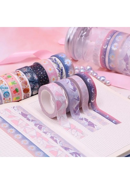 No.4 Tarzı Kawaii Papatya Ay Washi Bant Okyanus Geometrisi Dekoratif Yapışkan Bant Dıy Scrapbooking Sticker Etiket Kırtasiye Maskeleme Bandı (Yurt Dışından)