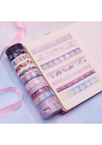 No.4 Tarzı Kawaii Papatya Ay Washi Bant Okyanus Geometrisi Dekoratif Yapışkan Bant Dıy Scrapbooking Sticker Etiket Kırtasiye Maskeleme Bandı (Yurt Dışından)