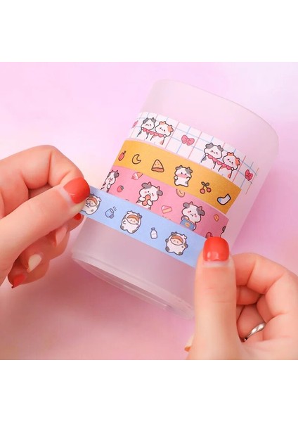 Bir Stil Mengtai Sevimli Karikatür Çilek Inek Maskeleme Washi Bant Dekoratif Yapışkan Bant Decora Diy Scrapbooking Etiket Etiket (Yurt Dışından)