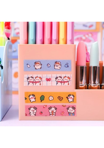 Bir Stil Mengtai Sevimli Karikatür Çilek Inek Maskeleme Washi Bant Dekoratif Yapışkan Bant Decora Diy Scrapbooking Etiket Etiket (Yurt Dışından)