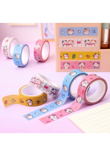Bir Stil Mengtai Sevimli Karikatür Çilek Inek Maskeleme Washi Bant Dekoratif Yapışkan Bant Decora Diy Scrapbooking Etiket Etiket (Yurt Dışından)