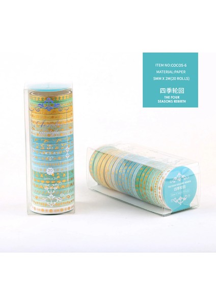 No.6 Tarzı Washi Bant Seti Altın Varak Dekoratif Yapışkan Bant Scrapbooking Şeritler Günlüğü Dekorasyon Kawaii Kırtasiye Maskeleme Bandı (Yurt Dışından)
