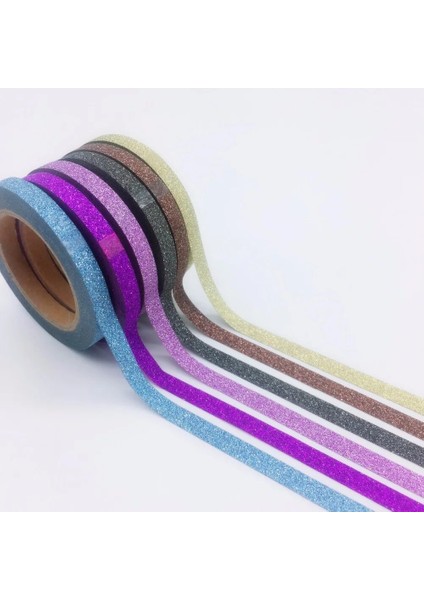 B Tarzı 6pcslot Glitter Washi Bant Seti Japon Kırtasiye Scrapbooking Dekoratif Bantlar Yapışkan Bant Kawai Adesiva Decorativa (Yurt Dışından) fırsatları