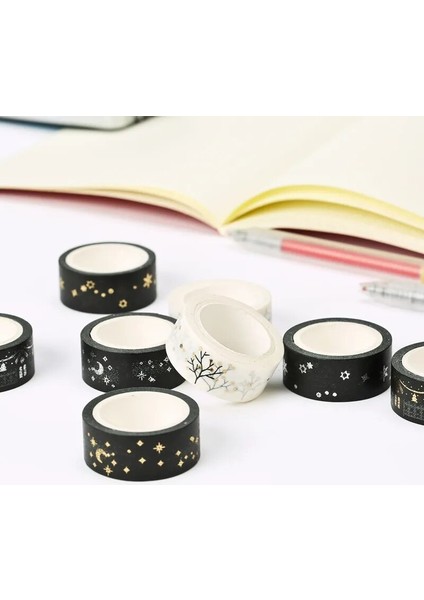 Bir Stil Yaratıcı Yanıp Sönen Altın Folyo Festivaller Kar Taneleri Mehtap Dileğiyle Ağaç Dekoratif Maskeleme Washi Bant Dıy Günlüğü Scrapbooking (Yurt Dışından)