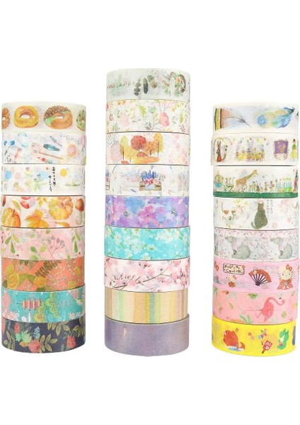 Y Tarzı Donut Sakura Tüy Dekoratif Washi Bant Yapışkan Bant Dıy Scrapbooking Etiket Etiket Maskeleme Bandı (Yurt Dışından)
