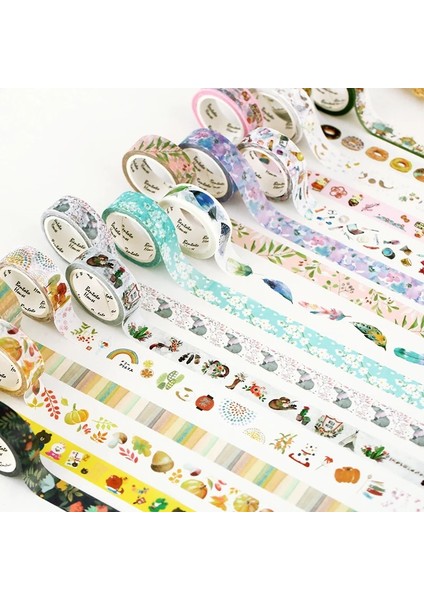 Y Tarzı Donut Sakura Tüy Dekoratif Washi Bant Yapışkan Bant Dıy Scrapbooking Etiket Etiket Maskeleme Bandı (Yurt Dışından)
