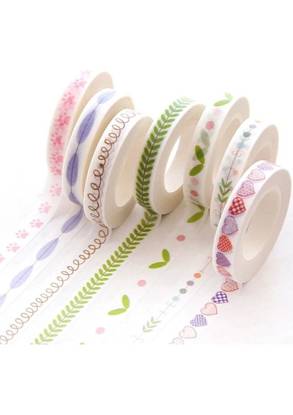 No.4 Tarzı 0.7 cm * 10 M Kalp Kawaii Washi Bant Dekorasyon Scrapbooking Paterie Otokollant Maskeleme Bandı Okul Malzemeleri Sticker Kırtasiye (Yurt Dışından)
