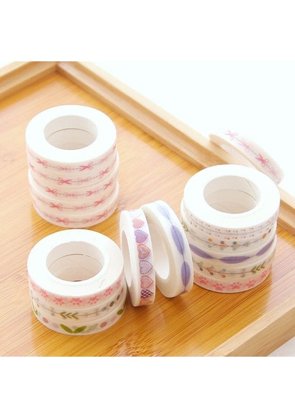 No.4 Tarzı 0.7 cm * 10 M Kalp Kawaii Washi Bant Dekorasyon Scrapbooking Paterie Otokollant Maskeleme Bandı Okul Malzemeleri Sticker Kırtasiye (Yurt Dışından)