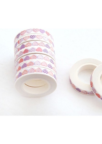 No.4 Tarzı 0.7 cm * 10 M Kalp Kawaii Washi Bant Dekorasyon Scrapbooking Paterie Otokollant Maskeleme Bandı Okul Malzemeleri Sticker Kırtasiye (Yurt Dışından)