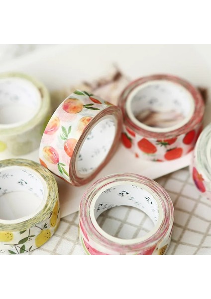Şeftali Tarzı Taze Meyve Washi Bant Dıy Dekor Planlayıcıları Scrapbooking Sticker Yapımı Kağıt Dekorasyon Bandı Yapıştırıcı Okul Parti Malzemeleri (Yurt Dışından)