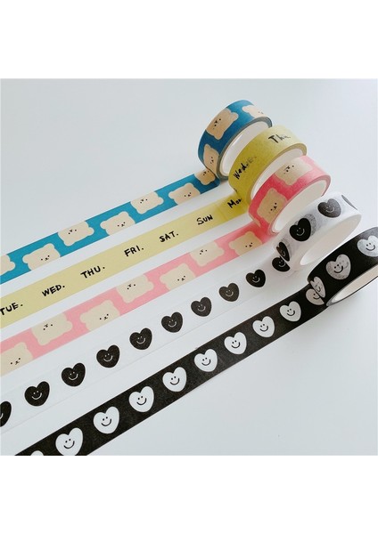 1 Adet C Tarzı Ins Ayı Siyah Beyaz Aşk Kalp Dekoratif Yapışkan Bant Maskeleme Washi Bant Diy Scrapbooking Sticker Etiket Japon Kırtasiye (Yurt Dışından)