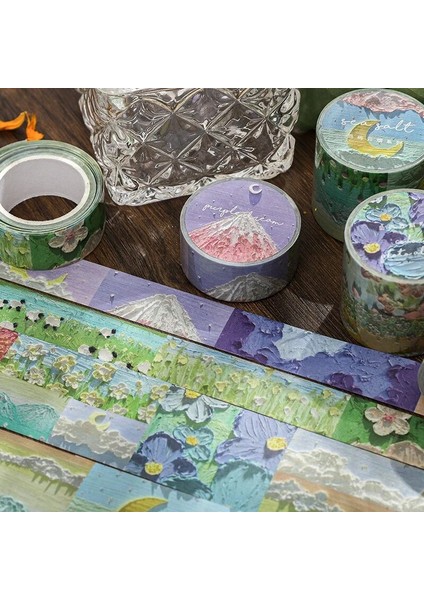 E Stili Ada Bulut Duman Serisi Maskeleme Washi Bant Eski Yağlıboya Dekoratif Yapışkan Bant Diy Scrapbooking Ins Etiket Etiket (Yurt Dışından)