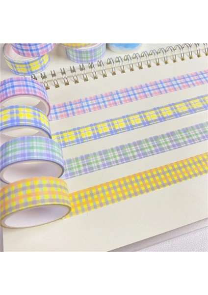 No.2 Tarzı Temel Izgara Yıldız Önemsiz Dergisi Washi Maskeleme Bandı Dekoratif Yapışkan Bant Dıy Scrapbooking Etiket Etiket Sevimli Kore Kırtasiye (Yurt Dışından)