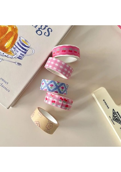 Kiraz Tarzı Yeni 5m Pembe Kiraz Washi Bant Scrapbooking Bullet Dergisi Dekorasyon Sticker Çiçek Maskeleme Bandı Kawaii Kırtasiye (Yurt Dışından) indirimleri