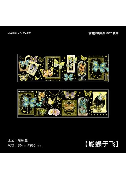 B Tarzı Bronzlaştırıcı Pvc Dekoratif Yapışkan Bant Sevimli Kelebek Balina Maskeleme Washi Bant Diy Scrapbooking Sticker Etiket Japon Kırtasiye (Yurt Dışından)