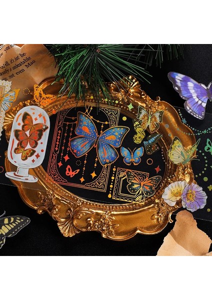 B Tarzı Bronzlaştırıcı Pvc Dekoratif Yapışkan Bant Sevimli Kelebek Balina Maskeleme Washi Bant Diy Scrapbooking Sticker Etiket Japon Kırtasiye (Yurt Dışından)