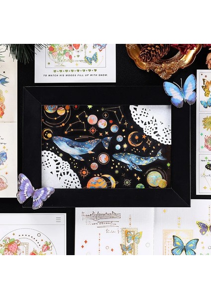 B Tarzı Bronzlaştırıcı Pvc Dekoratif Yapışkan Bant Sevimli Kelebek Balina Maskeleme Washi Bant Diy Scrapbooking Sticker Etiket Japon Kırtasiye (Yurt Dışından)