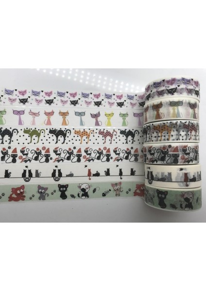 NO.1615 Tarzı S Beden 1.5 cm * 10 M Yortusu Kedi Washi Bant Cadılar Bayramı E Kedi Maskeleme Yapışkan Bant Kawaii Kırtasiye (Yurt Dışından)