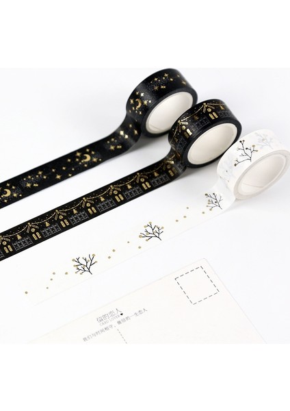 H Tarzı Yaratıcı Yanıp Sönen Altın Folyo Festivaller Kar Taneleri Mehtap Dileğiyle Ağaç Dekoratif Maskeleme Washi Bant Dıy Günlüğü Scrapbooking (Yurt Dışından)