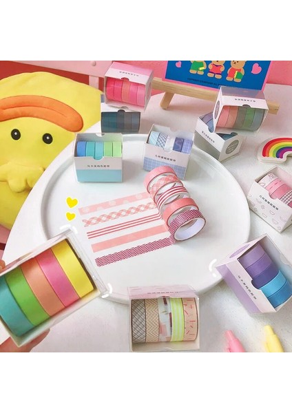 NO.733 Stili Yeni Şeker Düz Renk Washi Bant Seti Dekoratif Mini Maskeleme Bandı Scrapbooking Yapışkan Bant Okul Kırtasiye Malzemeleri (Yurt Dışından) fırsatları