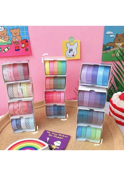 NO.733 Stili Yeni Şeker Düz Renk Washi Bant Seti Dekoratif Mini Maskeleme Bandı Scrapbooking Yapışkan Bant Okul Kırtasiye Malzemeleri (Yurt Dışından) indirimleri