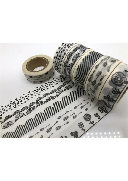 NO.2149 Stili S Beden Japon Jiataihe Washi Bant Siyah Dekoratif Çizgili, Bant Karalama Defteri Kağıt Maskeleme Etiket Seti Fotoğraf Albümü Washi Bant Seti (Yurt Dışından)