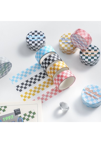 B Tarzı Dama Tahtası Serisi Maskeleme Washi Bant Eski Siyah Beyaz Izgara Dekoratif Yapışkan Bant Diy Scrapbooking Ins Etiket Etiketi (Yurt Dışından)