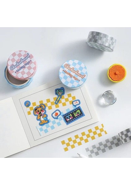 B Tarzı Dama Tahtası Serisi Maskeleme Washi Bant Eski Siyah Beyaz Izgara Dekoratif Yapışkan Bant Diy Scrapbooking Ins Etiket Etiketi (Yurt Dışından)