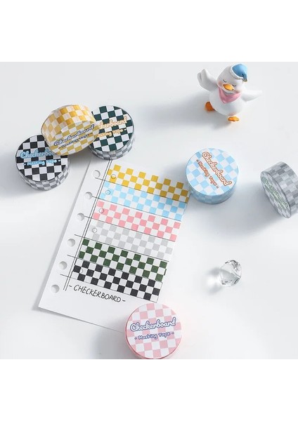 B Tarzı Dama Tahtası Serisi Maskeleme Washi Bant Eski Siyah Beyaz Izgara Dekoratif Yapışkan Bant Diy Scrapbooking Ins Etiket Etiketi (Yurt Dışından)