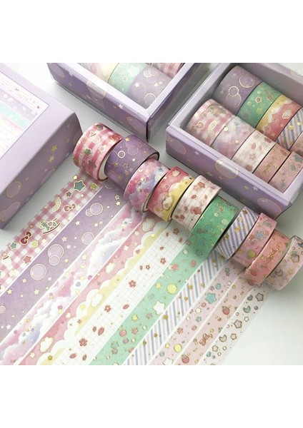 Bifeng Shop No.2 Tarzı Et Nefis Desen Yaldız Washi Bant Seti Scrapbooking Diy Maskeleme Bantları Kırtasiye Dekorasyon Okul (Yurt Dışından)