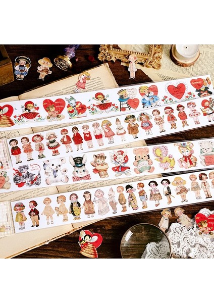 No.4 Tarzı Bebek Koleksiyonu Kabine Serisi Retro Karakterler Washi Maskeleme Bandı Etiketler Scrapbooking Kırtasiye Dekoratif Uzun Şerit Bant (Yurt Dışından)