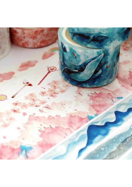 F Stili Japon Dekoratif Deco Kağıt Çiçek Çiçek Kiraz Çiçeği Maskeleme Washi Bant Seti Çıkartmalar El Sanatları ve Scrapbooking (Yurt Dışından) fırsatları