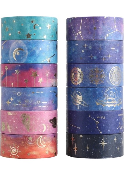 No.6 Tarzı Altın Folyo Washi Bant Dekoratif Washitape Kırtasiye Yıldızlı Gökyüzü Japon Yapışkanlı Çıkartmalar Okul Malzemeleri 2m Maskeleme Bandı (Yurt Dışından) fırsatları