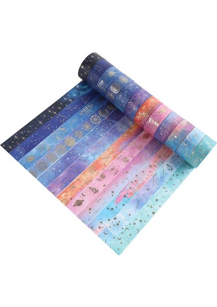 No.6 Tarzı Altın Folyo Washi Bant Dekoratif Washitape Kırtasiye Yıldızlı Gökyüzü Japon Yapışkanlı Çıkartmalar Okul Malzemeleri 2m Maskeleme Bandı (Yurt Dışından) indirimleri