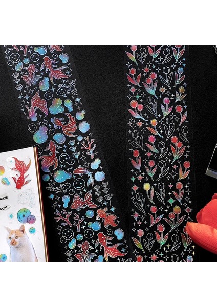 C Stili 60 mm * Kelebek Gezegen Uzun Çiçek Balık Maskeleme Washi Bant Dekoratif Yapışkan Bant Decora Diy Scrapbooking Sticker Etiket (Yurt Dışından) modelleri