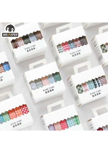 B Tarzı Mr.paper Box 8 Design Salt Forest Serisi Noktalar Renk Karalama Defteri Kesme Kuralı Washi Bant Deco Maskeleme Bantları (Yurt Dışından)