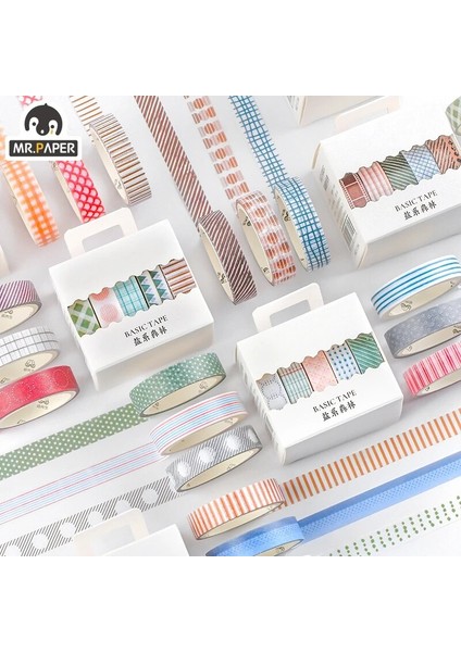 B Tarzı Mr.paper Box 8 Design Salt Forest Serisi Noktalar Renk Karalama Defteri Kesme Kuralı Washi Bant Deco Maskeleme Bantları (Yurt Dışından)